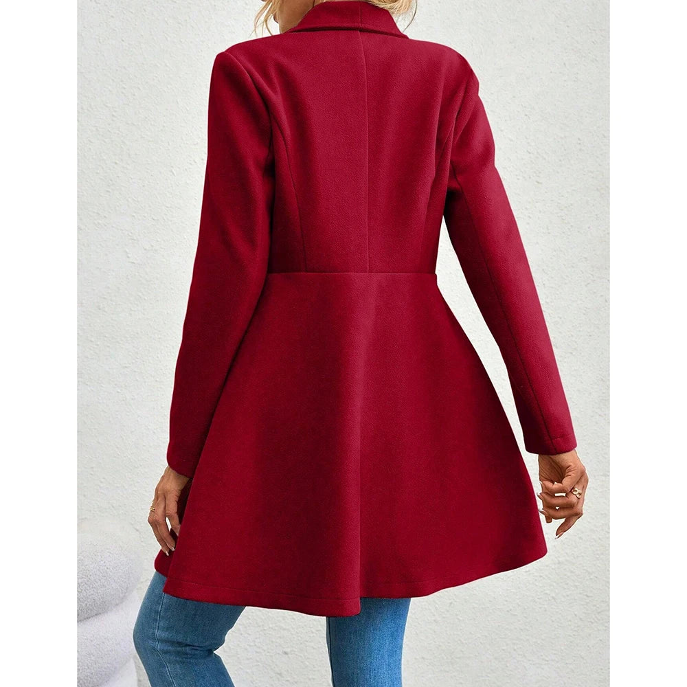 Eleganter Damen-Wintermantel – Zweireihiger Mantel mit Revers & Knopfleiste